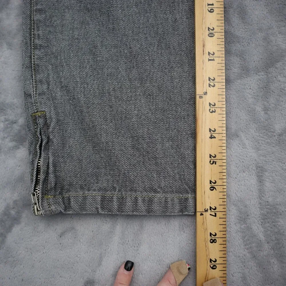 Liz Claiborne Pants Womens 8 Gray Straight Ankle Zip Hook Eye Dark Wash Jeans